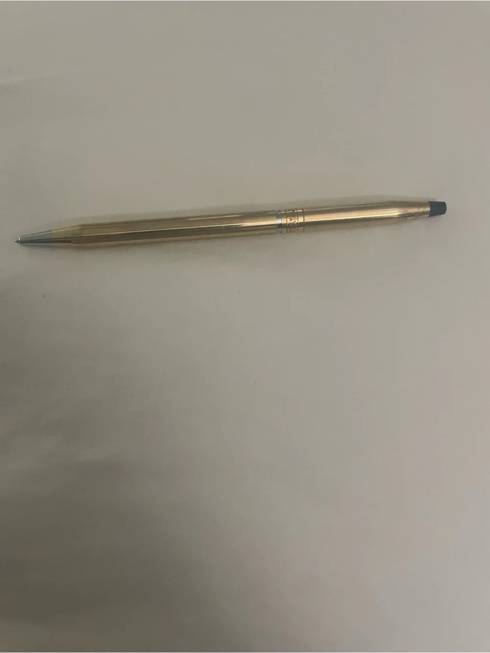 CROS Gold overlay Ballpoint Pen with Blue Ink Tip with leather case.